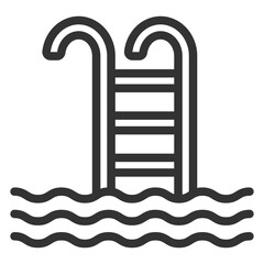 Ladder into the water - icon, illustration on white background, outline style