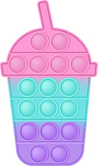 Popit figure cocktail as a fashionable silicon toy for fidgets. Addictive anti stress toy in pastel colors. Bubble anxiety developing vibrant pop it toys for kids. PNG illustration isolated