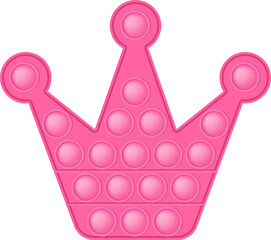 Pop it bright pink crown for a Valentines day as a fashionable silicon fidget toy. Addictive anti-stress cute toy in pastel colors. Bubble popit for kids. Png illustration isolated