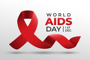 World AIDS day Banner. Realistic Red Ribbon