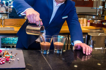 Coffee day shot and coffee maker, Photo is selective focus with shallow depth of field. Taken at Cairo Egypt on 27 September 2017.