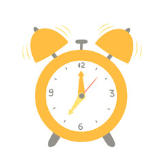 Alarm clock, wake-up time. Vector Illustration for printing, backgrounds, covers and packaging. Image can be used for greeting cards, posters, stickers and textile. Isolated on white background.