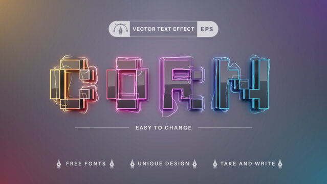 Pixel Unicorn Glow Editable Text Effect, Font Style