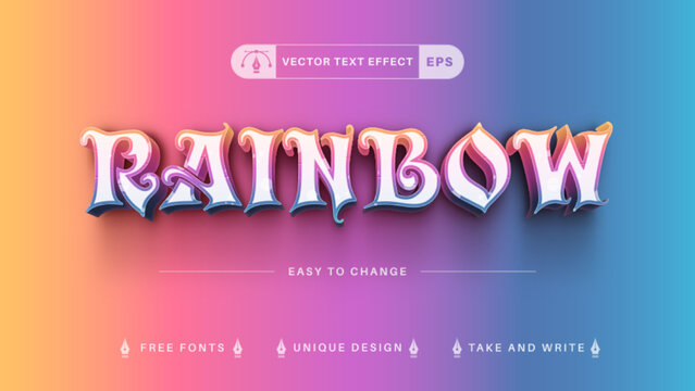 3D Rainbow Editable Text Effect, Font Style