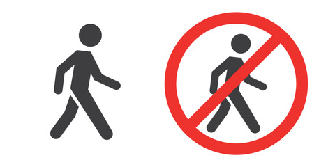Walking man icon. People stop walk sign on white background