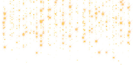 PNG 4K golden shiny hearts and stars luxury design element, love and valentine romantic hearts