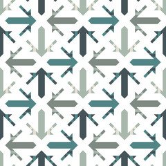 Arrows seamless pattern. Simple geometric surface print. Repeating pointers geometric ornament. Minimal geo background.