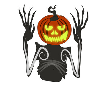 halloween jack o lantern, halloween tykra luminous mouth and eyes thin scary arms and body