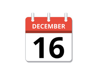 December, 16th calendar icon vector