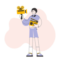 Blogger guy. The concept of social networking. Trendy style line art.  
