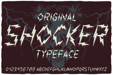 Original label font named Shocker. Original typeface for any your design like posters, t-shirts, logo, labels etc. - 529192543