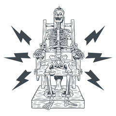 Isolated illustration of skeleton on electrical chair