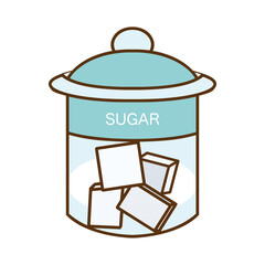 Hand drawn vector illustration of sugar in jar isolated on white background.