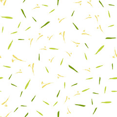 Seamless vector pattern with linden flowers and leaves. Floral texture for linden tea packaging design, printing on fabric, tablecloth, dishes