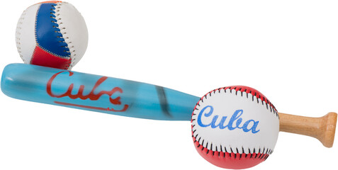 Baseballschläger mit Aufschrift Kuba als Freisteller png auf Transparenten Hintergrund freigestellt