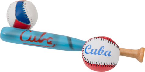 Baseballschläger mit Aufschrift Kuba als Freisteller png auf Transparenten Hintergrund freigestellt