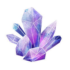 Watercolor gem crystals composition