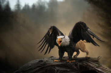 A mythical ancient beast called the griffin. A half eagle half lion creature. © funstarts33