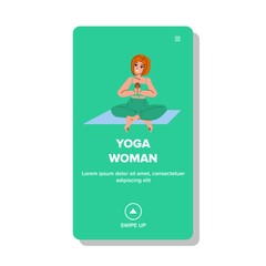 yoga woman vector. person exercise, female sport, healthy girl yoga woman web flat cartoon illustration