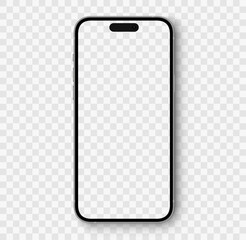 Fototapeta Realistic models smartphone with transparent screens. Smartphone mockup collection. Device front view. 3D mobile phone with shadow on transparent background. obraz