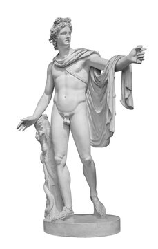 recommend clip art: God Apollo sculpture. Ancient Greek god of Sun and Poetry Plaster copy of a marble statue isolated on white with clipping path