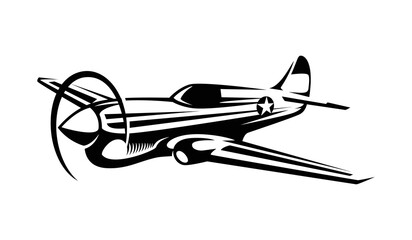 aircraft war-hawk in monochrome design