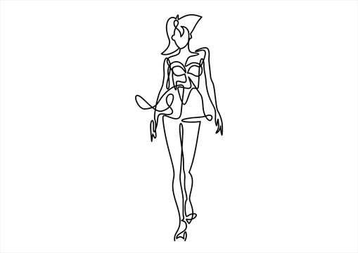 Beautiful sexy woman-continuous line drawing
