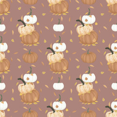 Autumn theme seamless pattern, vector art