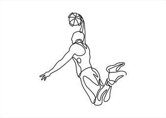 Continuous Line Drawing of Basketball Player