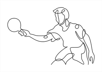 Ping pong player- continuous line drawing
