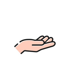 やさしく差し出された人の手のイラスト- シンプルな線アイコン
