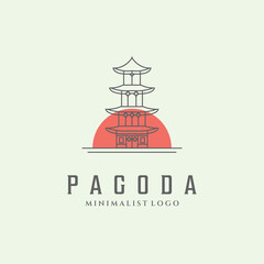 pagoda logo line art building minimalist traditional icon design