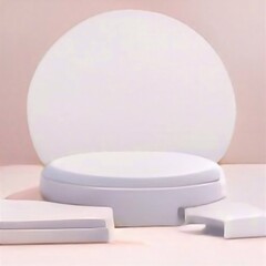 White podium with pastel pink background for mockup products presentation 