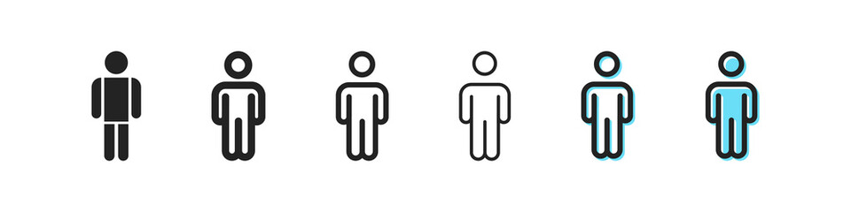 Human icon. People vector symbol. Simple outline person icon. Man icons set. Silhouette men's black and blue web icons.