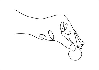 Hand with Coin money-continuous line drawing