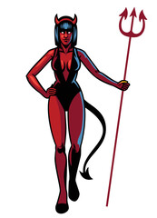 Devil Women Stand pose Logo mascot