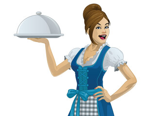 Diner Place Waitress Presenting the Dish