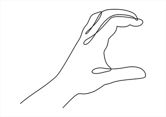 Empty hand icon keeping something- continuous line drawing