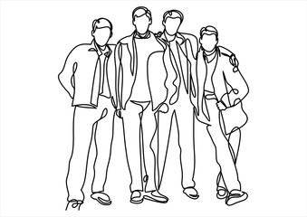 Fototapeta na wymiar continuous line drawing of business team