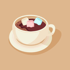 a cup of hot cocoa with marshmallows. autumn mood.