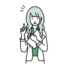 立って書類を手に持って何かひらめいたジャケットの女性