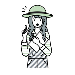 立って書類を手に持って何かひらめいた農家の女性