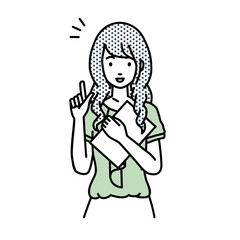 立って書類を手に持って何かひらめいたオフィスカジュアルの女性