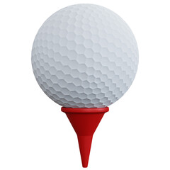 3d rendering golf ball with red pin isolated