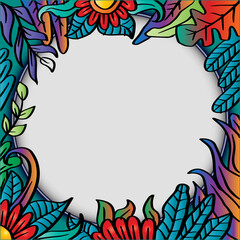 Fototapeta na wymiar Hand drawn floral frame background