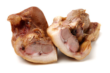 cooked the face of the pig on white background