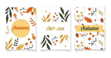 Fototapeta na wymiar Autumn vector set of abstract backgrounds, space for text