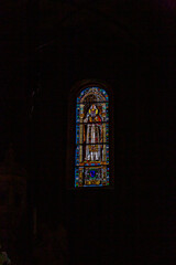 Church stained glass interior Toscany Italia