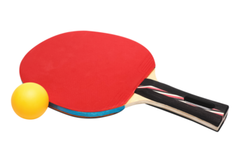 Table tennis racket with a ball