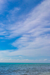 Tropical mexican beach clear turquoise water Playa del Carmen Mexico.